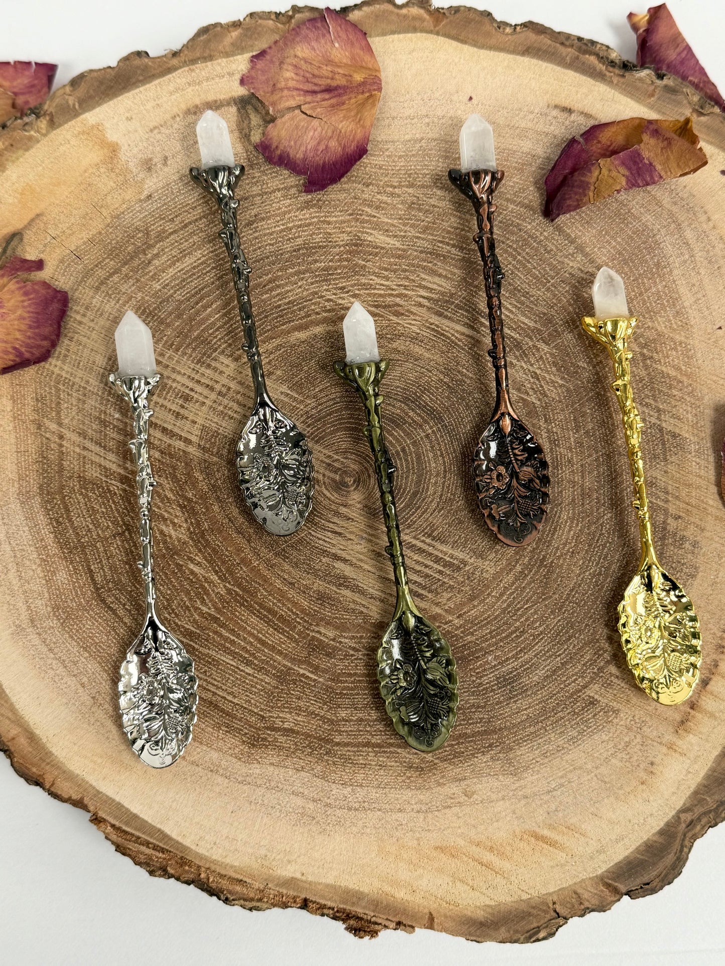 Crystal Quartz Herb Spoon