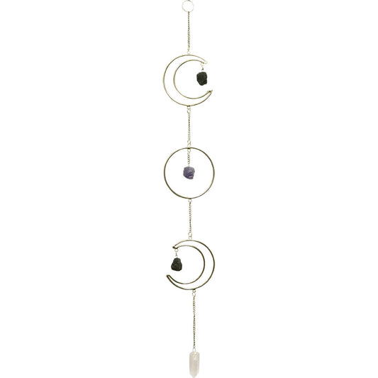 Gold Triple Moon w/ Crystal Wall Hangings