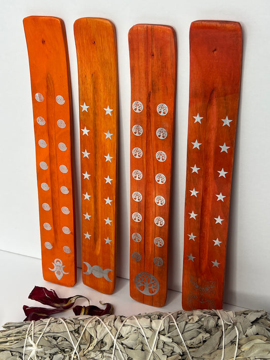 Wooden Incense Holder - Orange