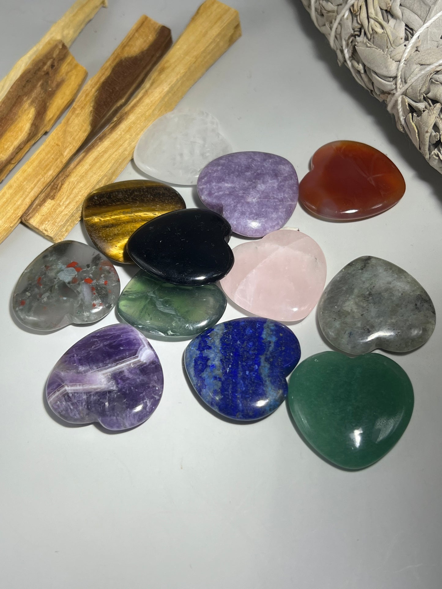 Crystal Heart Palm Stones