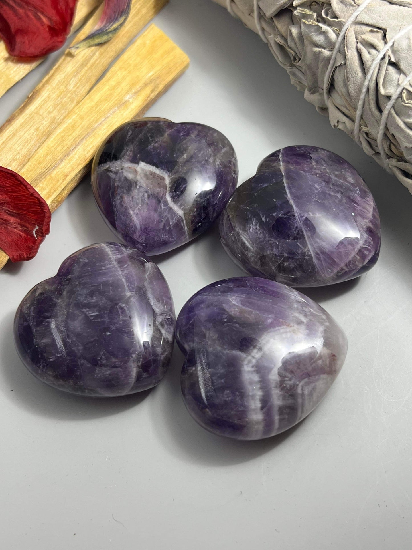 Amethyst Heart Palm Stone