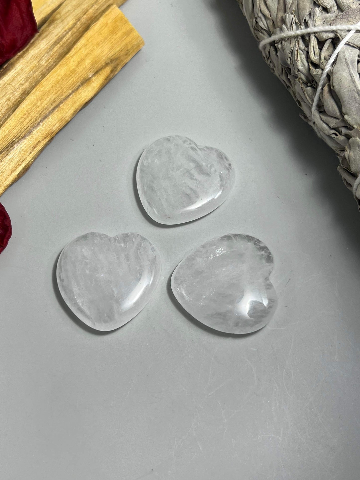 Crystal Heart Palm Stones