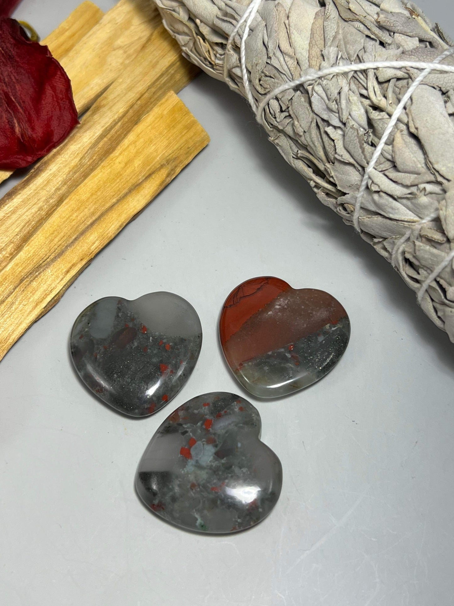 Crystal Heart Palm Stones